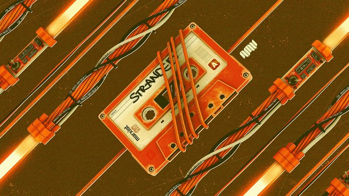 Retro cassette tape with wires and lights
