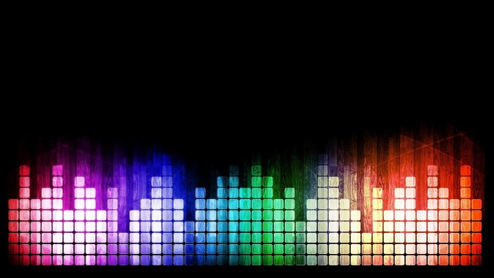 Colorful music equalizer bars on black background