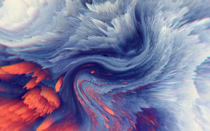 Abstract swirling blue and orange digital art