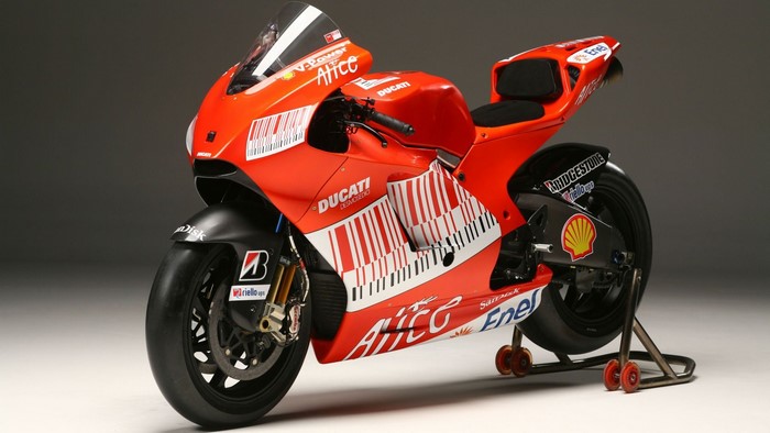 Red Ducati Desmosedici MotoGP racing motorcycle