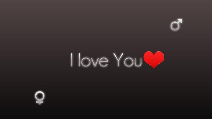 I love You with heart and gender symbols