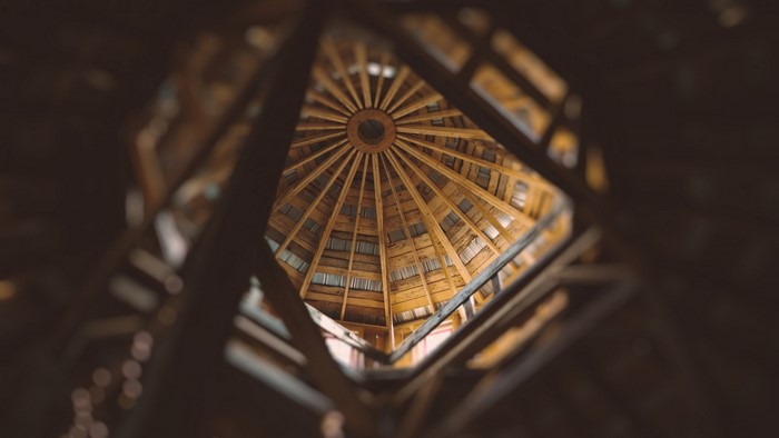 Wooden ceiling of a gazebo