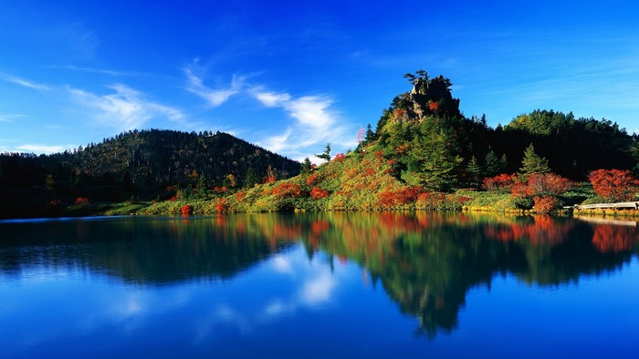 Autumn Reflection in a Japanese Lake