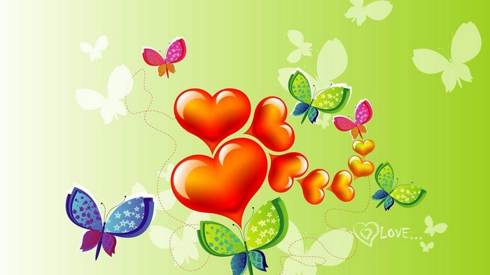 Hearts and Butterflies Vector Art