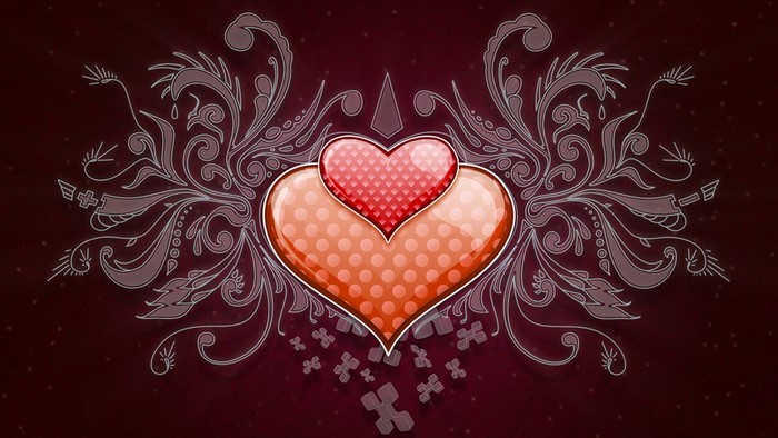 Two hearts with ornate floral design