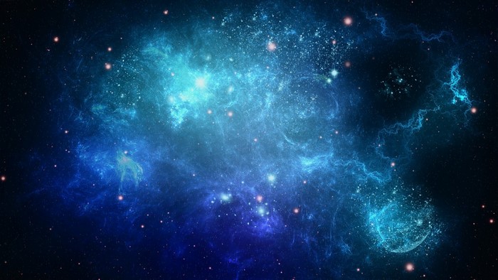 Blue and Teal Nebula with Stars