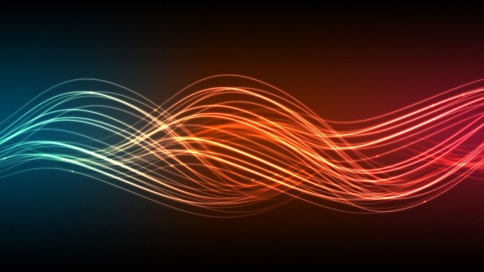 Abstract light waves in blue and orange