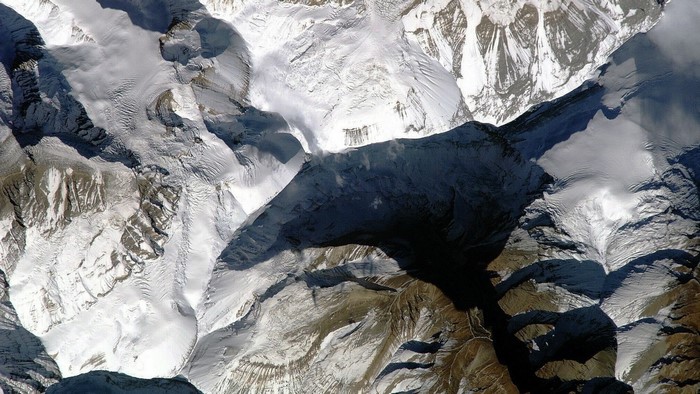 Aerial View of Snow-Covered Mountains