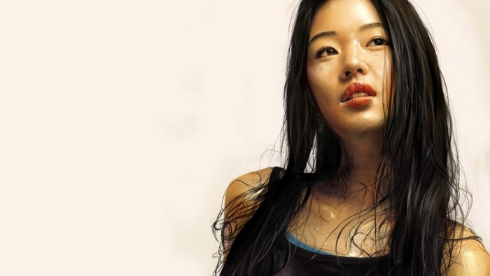 Woman with long black hair