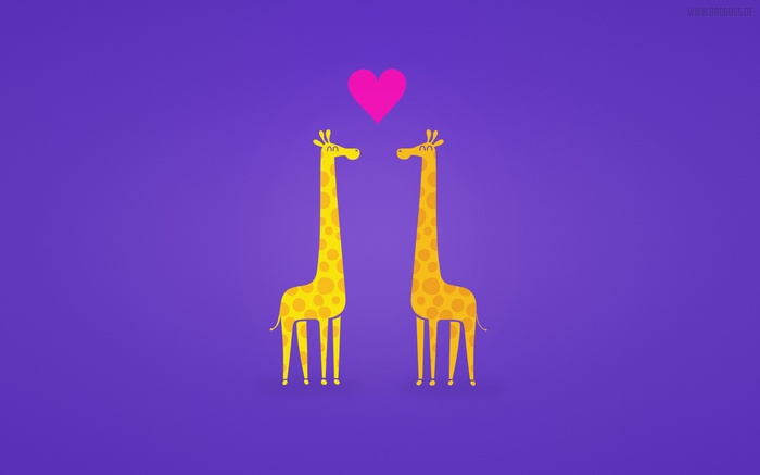 Two cartoon giraffes with a pink heart