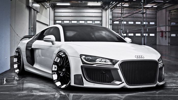 White Audi R8 Coupe with Custom Wheels