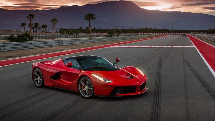 Red Ferrari Laferrari on a Race Track