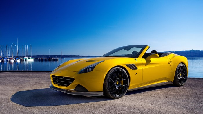 Yellow Ferrari California T convertible by Novitec Rosso