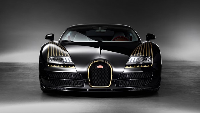 Black Bugatti Veyron with gold accents