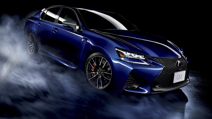 Blue Lexus GSF F Sport Sedan with Smoke
