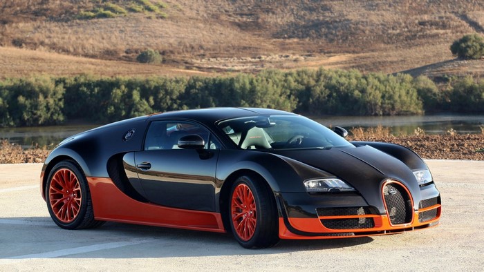 Bugatti Veyron in a landscape