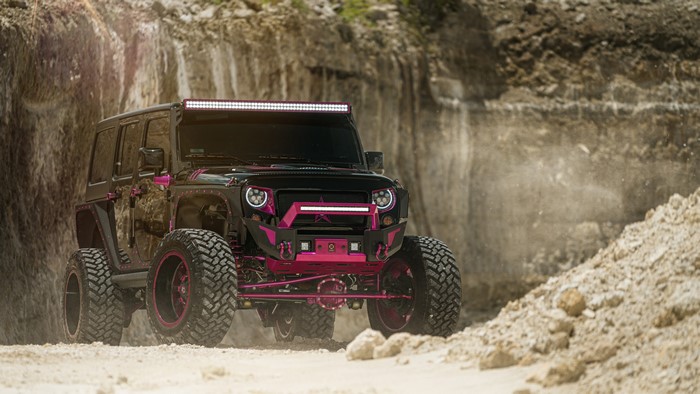 4K Modified Pink and Black Jeep