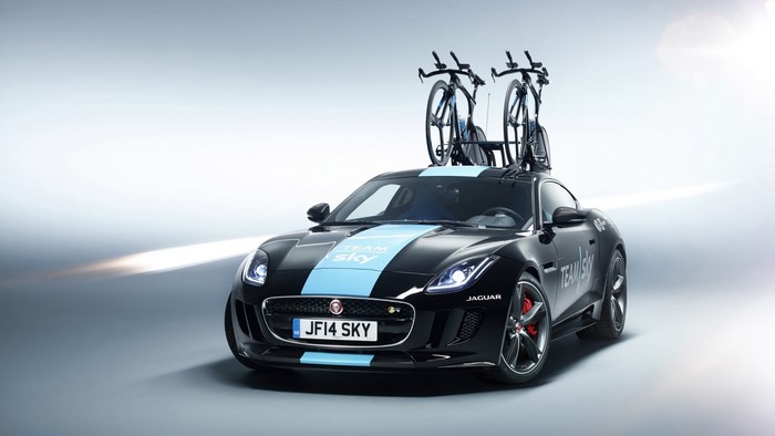 Jaguar F-Type Coupe with Team Sky bicycles