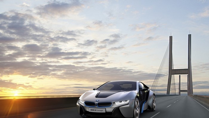 BMW i8 Concept car on a bridge