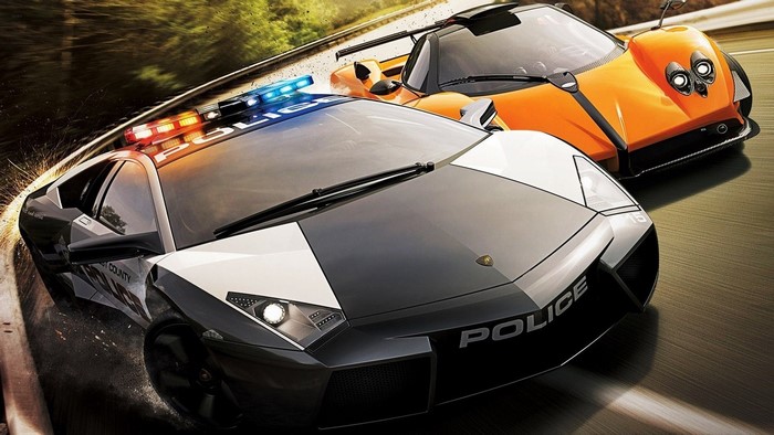 Lamborghini Police Car Chasing Orange Sports Car