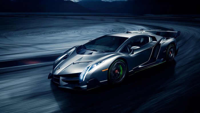 Lamborghini Veneno Supercar on a Racetrack