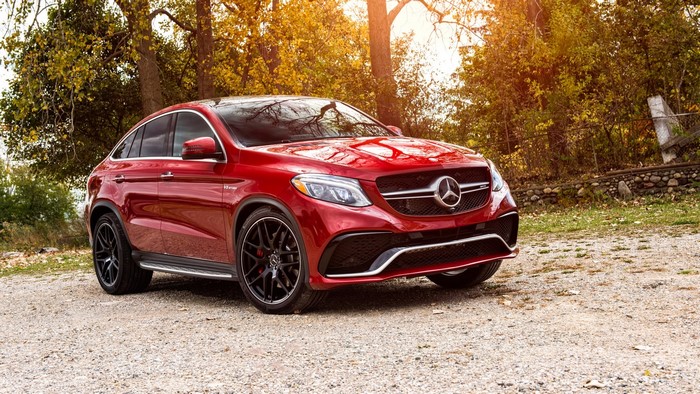 Red 2016 Mercedes-Benz GLE Coupe on a gravel road
