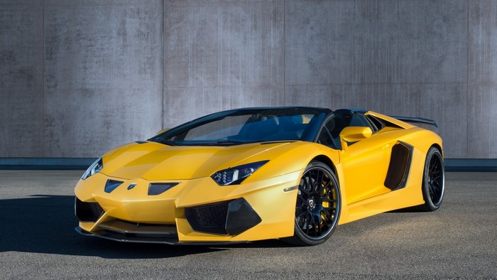 Yellow Lamborghini Aventador Roadster