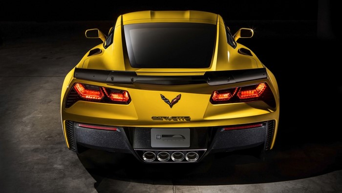 Yellow Chevrolet Corvette Rear View