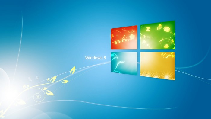 Windows 8 operating system logo with floral designs