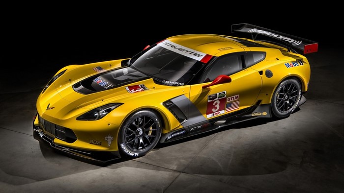 Yellow Chevrolet Corvette C7.R GTLM Race Car