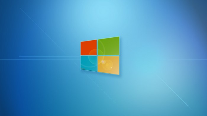 Microsoft Windows 7 logo on blue background