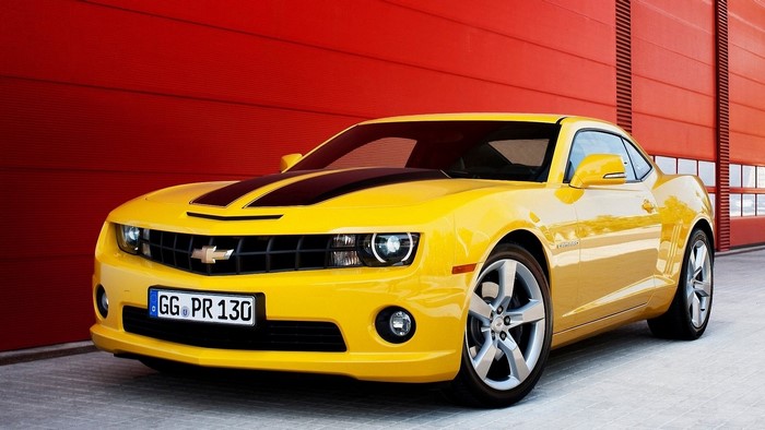 Yellow Chevrolet Camaro with Black Stripes