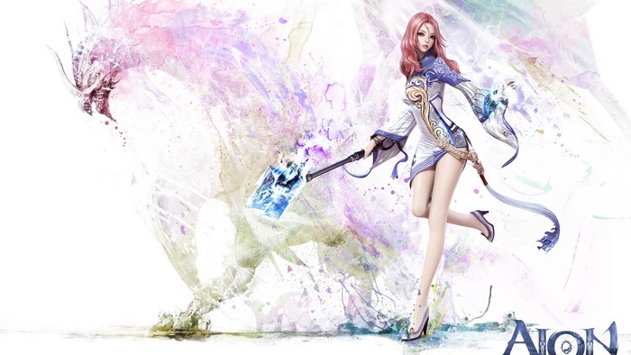 Aion Game Girl with Magical Staff