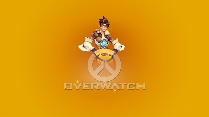 Tracer from Overwatch with Overwatch Logo