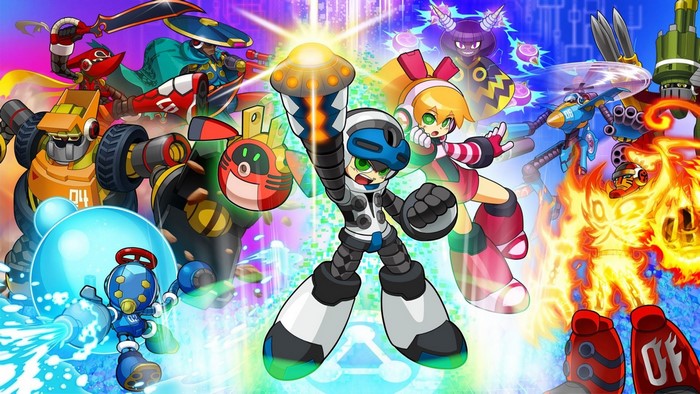 Mighty No. 9 characters in a colorful digital world