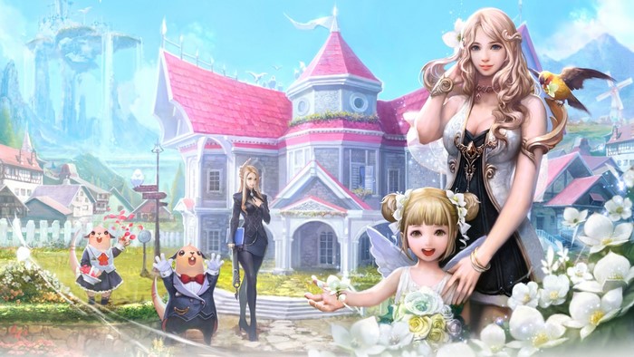 Aion Fantasy Game Characters in a Village