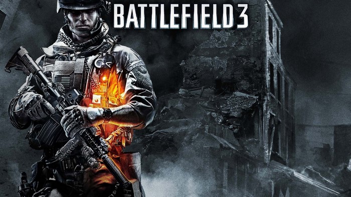 Battlefield 3 soldier with destroyed building background