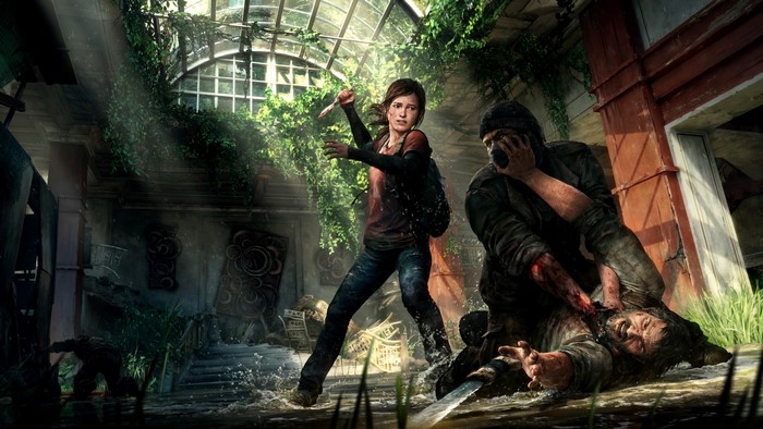 Ellie and Joel fighting in The Last of Us