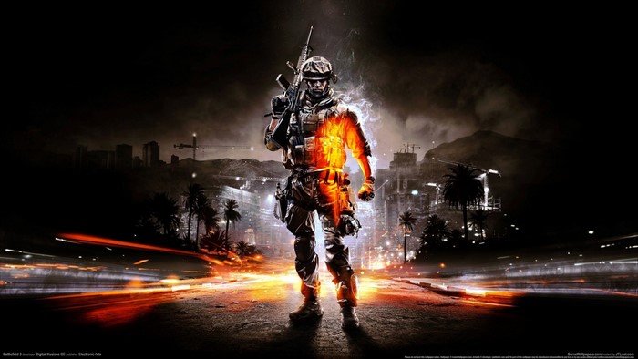 Soldier on fire from Battlefield 3