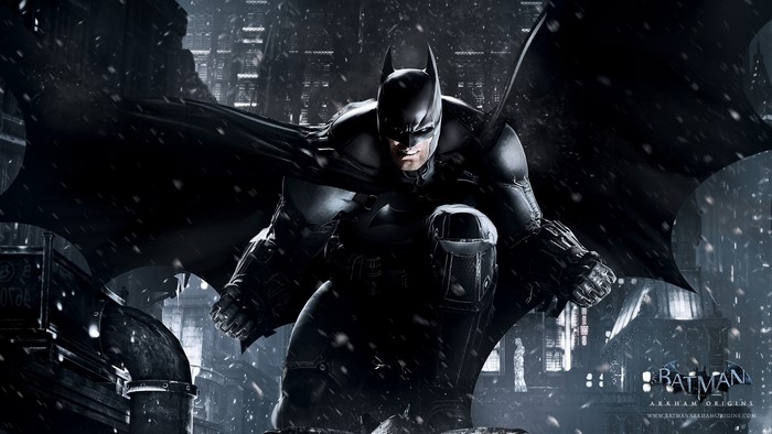 Batman from Batman: Arkham Origins in snowy Gotham