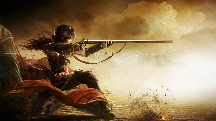 Assassin from Assassin's Creed Liberation firing a musket