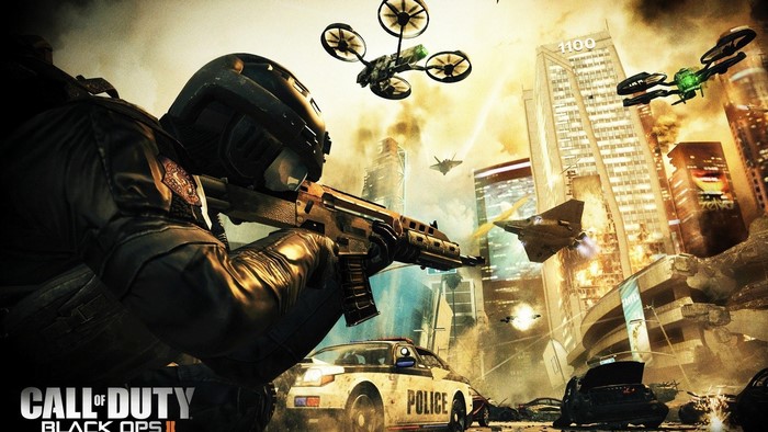 Call of Duty Black Ops II soldier with drones and jets