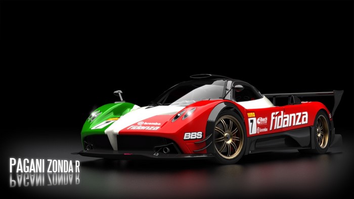 Pagani Zonda R race car with Italian flag livery