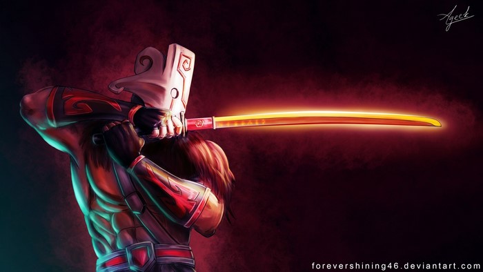 Juggernaut from Dota 2 with glowing sword