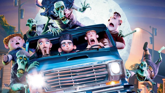 Paranorman movie poster with zombies and children in a van
