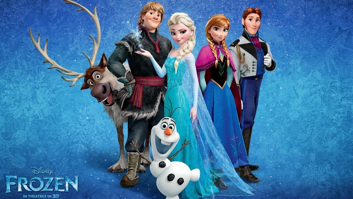 Frozen characters Kristoff, Elsa, Anna, Hans, Sven, and Olaf