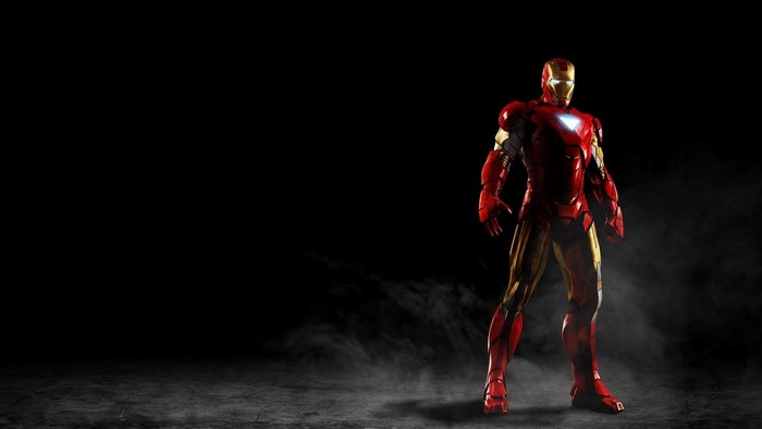 Iron Man standing in smoke