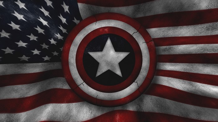 Captain America's Shield on American Flag