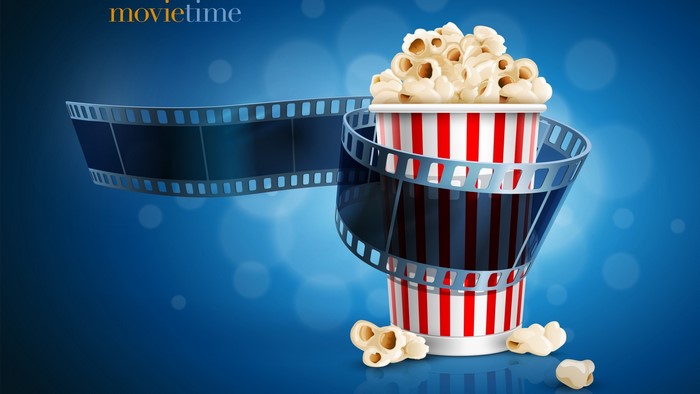 Movietime popcorn and film reel