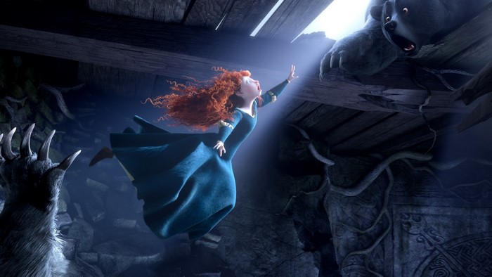 Princess Merida from Brave fighting a bear